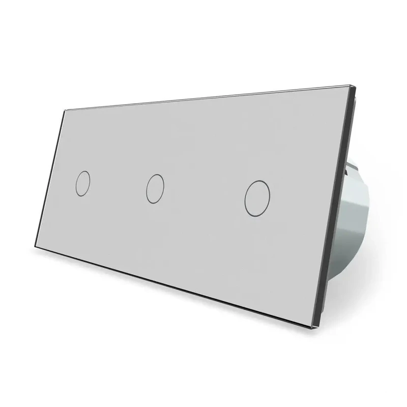 Розумний сенсорний ZigBee вимикач 3 сенсорів (1-1-1) Livolo сірий (VL-C701Z/C701Z/C701Z-15)