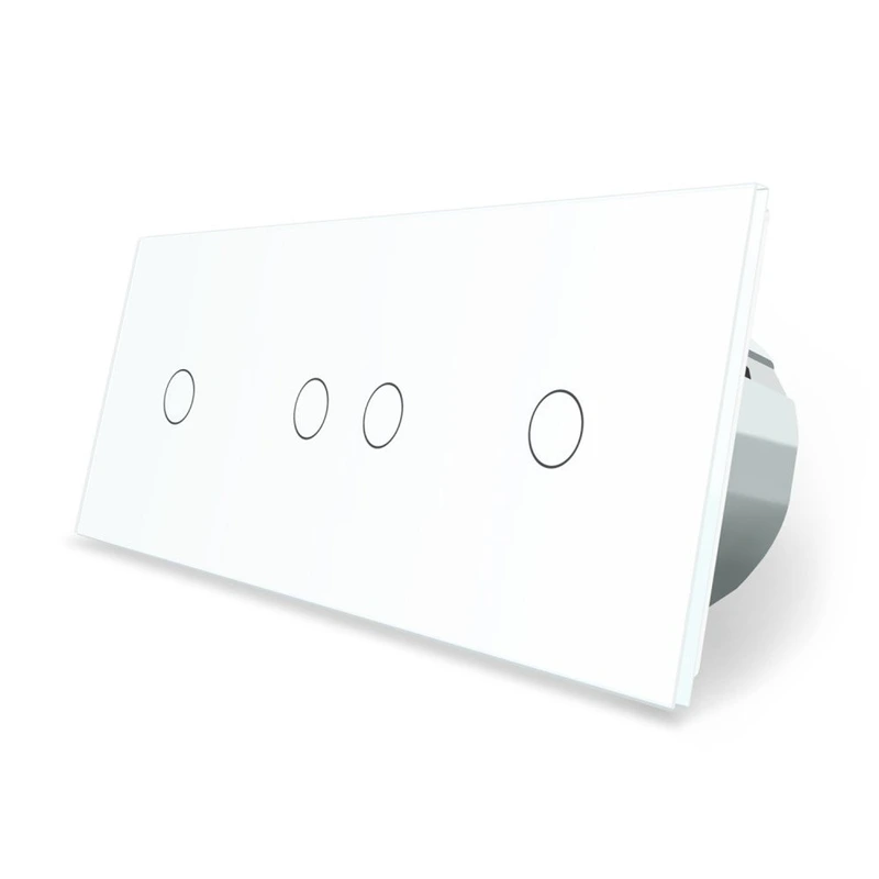 Розумний сенсорний ZigBee вимикач 4 сенсора (1-2-1) Livolo білий скло (VL-C701Z/C702Z/C701Z-11)