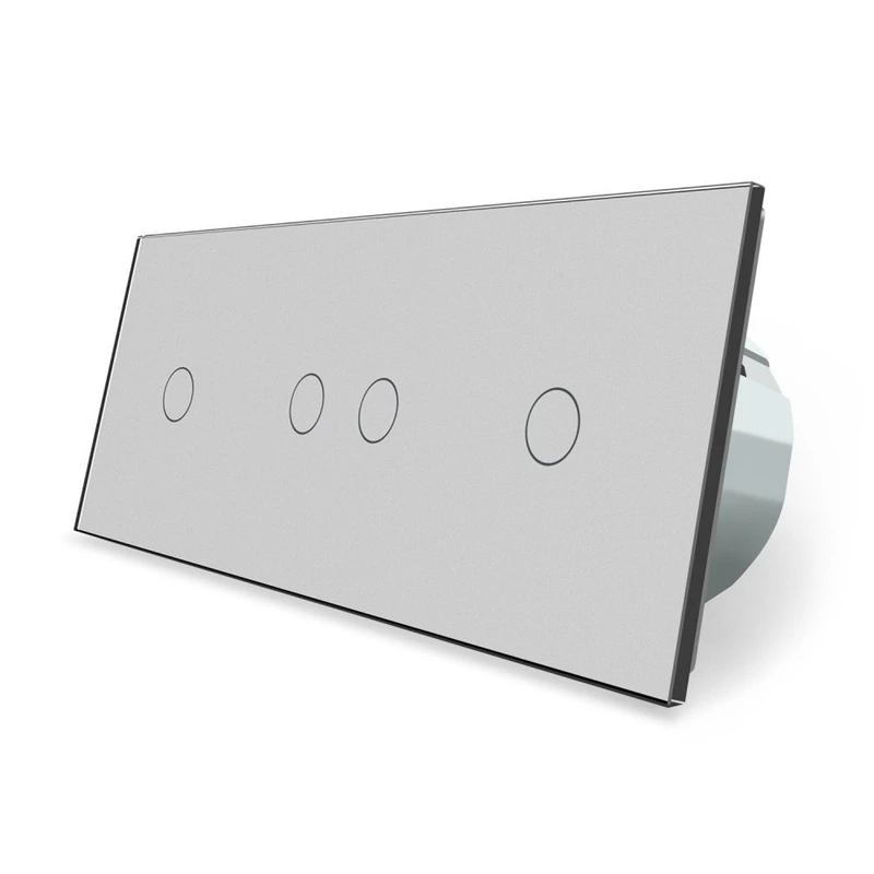 Розумний сенсорний ZigBee вимикач 4 сенсора (1-2-1) Livolo сірий скло (VL-C701Z/C702Z/C701Z-15)