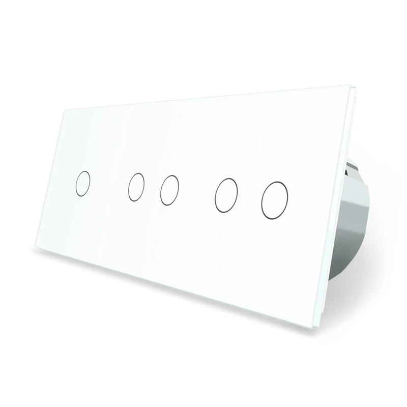 Розумний сенсорний ZigBee вимикач 5 сенсорів (1-2-2) Livolo білий скло (VL-C701Z/C702Z/C702Z-11)
