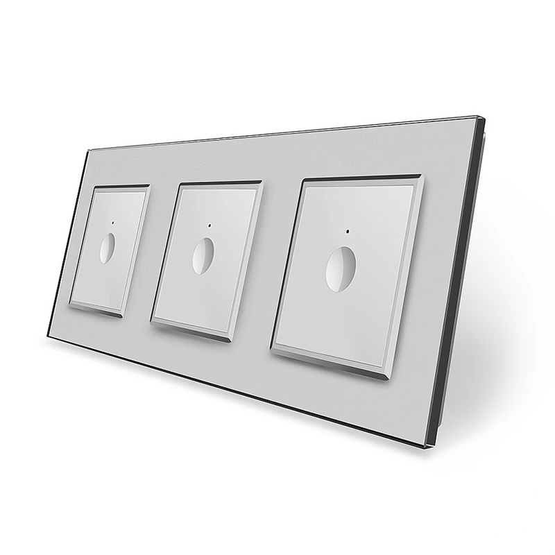 Сенсорний прохідний/перехресний вимикач Sense 3 сенсора (1-1-1) Livolo сірий скло (VL-C7FC1S/FC1S/FC1S-6IP)