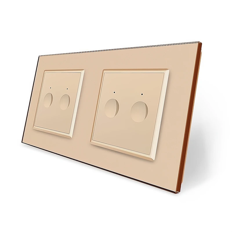 Сенсорний прохідний/перехресний вимикач Sense 4 сенсора (2-2) Livolo золотий скло (VL-C7FC2S/FC2S-4AP) (VL-C7FC2APS/FC2APS-4AP)