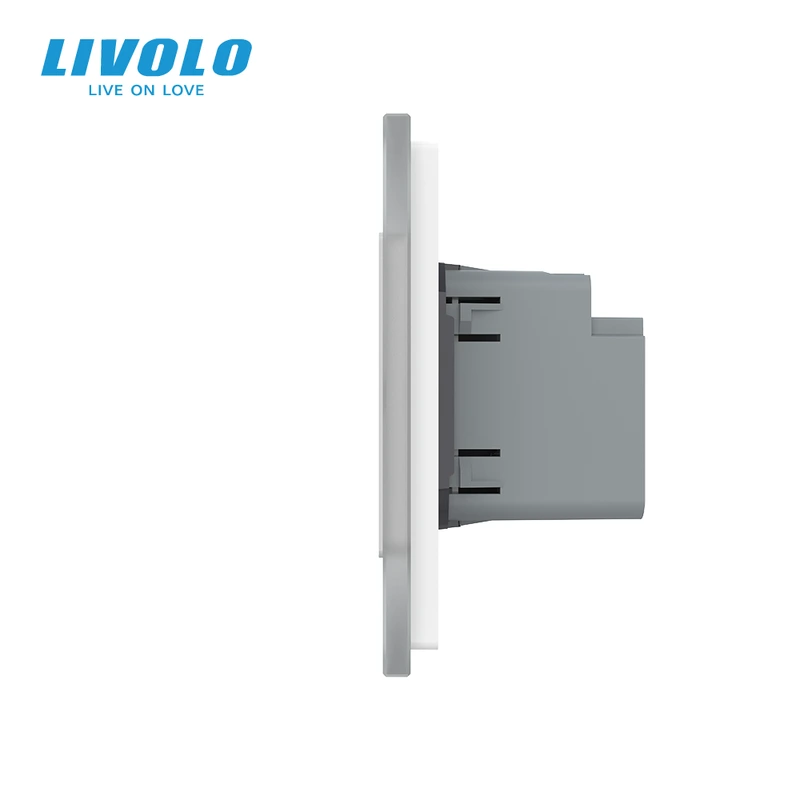 Сенсорний (дотиковий) вимикач LIVOLO з розеткою USB-A + USB-C 36Вт білий матовый скляна рамка