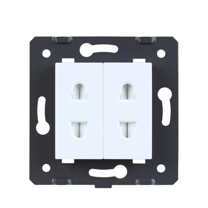 Універсальна подвійна розетка LIVOLO, біла, 2 стандарти в 1 (EU/US), з захисними шторками, 16А 250В, модуль (VL-FCT25 16A-2WP) (VL-FCT25/FCT25-2WP)