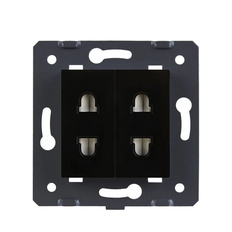 Універсальна подвійна розетка LIVOLO, чорна, 2 стандарти в 1 (EU/US), з захисними шторками, 16А 250В, модуль (VL-FCT25 16A-2BP) (VL-FCT25/FCT25-2BP)