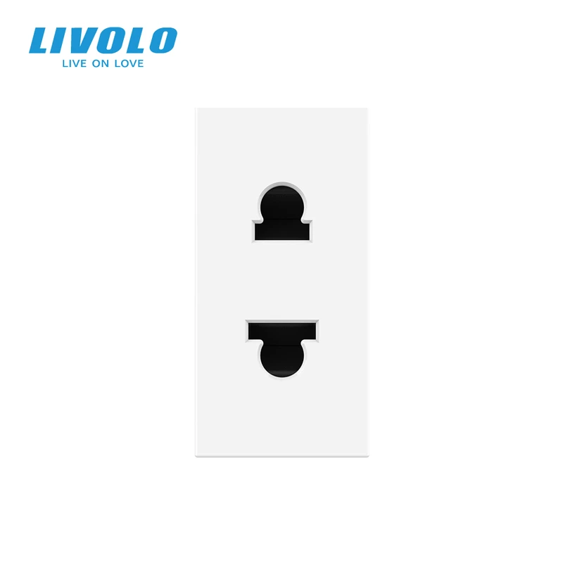 Універсальна розетка LIVOLO 2 в 1, біла, без заземлення, з захисними шторками, модуль 0.5 поста, 16А 250В (VL-FCT25 16A-1WP) (VL-FCT25 16A-1WP)