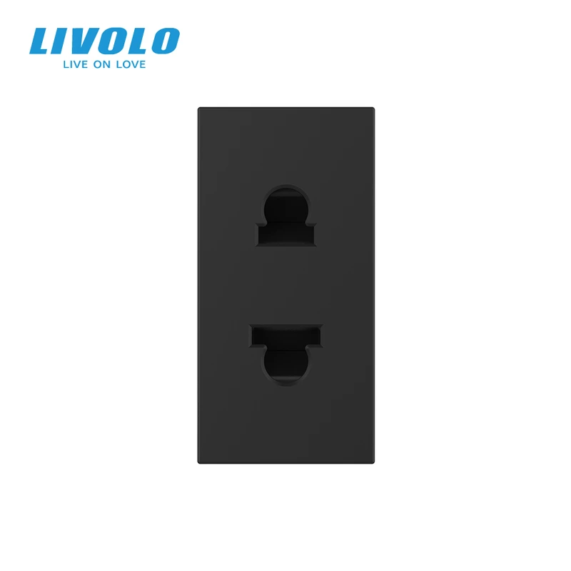 Універсальна розетка LIVOLO 2 в 1, чорна, без заземлення, з захисними шторками, модуль 0.5 поста, 16А 250В (VL-FCT25 16A-1BP) (VL-FCT25 16A-1BP)