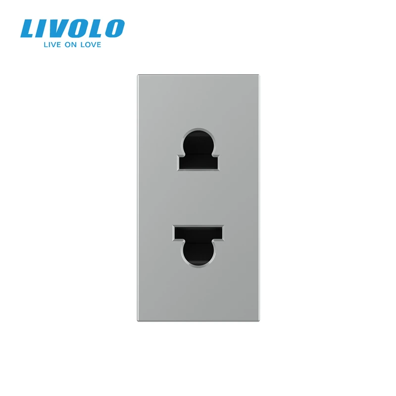 Універсальна розетка LIVOLO 2 в 1, сіра, без заземлення, з захисними шторками, модуль 0.5 поста, 16А 250В (VL-FCT25 16A-1IP) (VL-FCT25 16A-1IP)