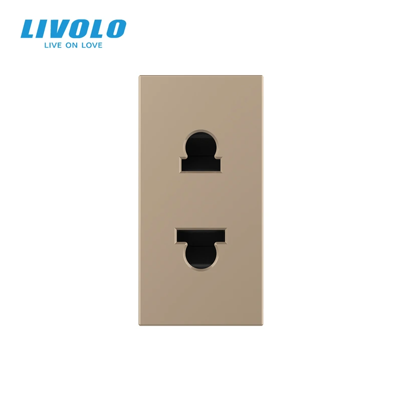 Універсальна розетка LIVOLO 2 в 1, золота, без заземлення, з захисними шторками, модуль 0.5 поста, 16А 250В (VL-FCT25 16A-1AP) (VL-FCT25 16A-1AP)