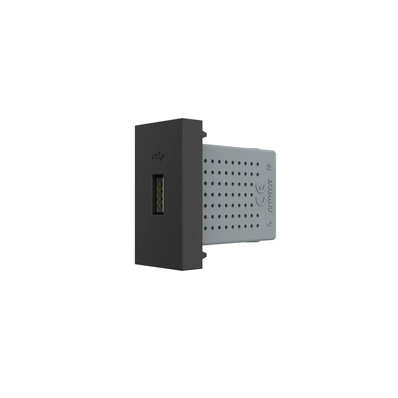 USB розетка LIVOLO 5V 2.1A, чорна, 10Вт, з блоком живлення, модуль 0.5 поста (VL-FCUA-1BP) (VL-FCUA-1BP)