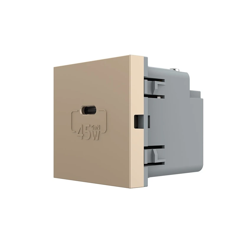 USB Type-C розетка LIVOLO, PD 45W, Power Delivery, швидка зарядка, золота, модуль (VL-FCUC-2AP)