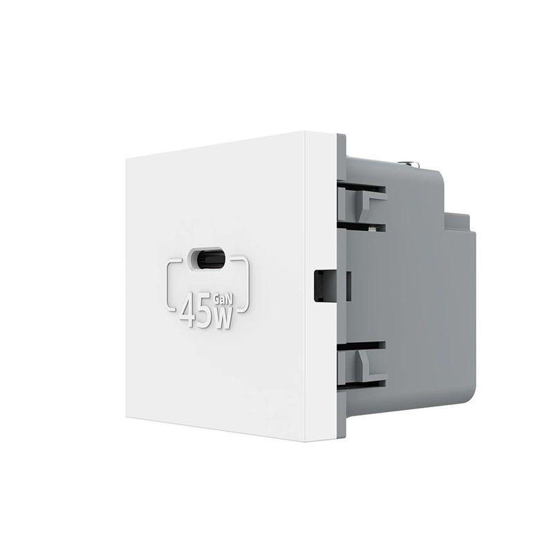 USB Type-C розетка LIVOLO, PD 45W, Power Delivery, швидка зарядка, біла, модуль (VL-FCUC-2WP)
