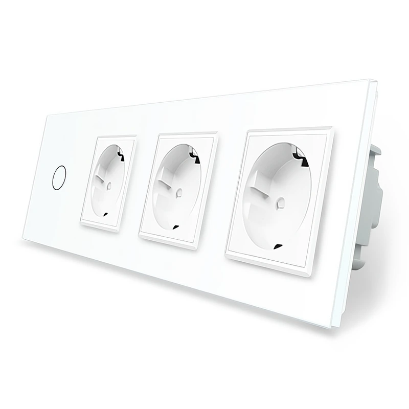 Розумний сенсорний ZigBee вимикач 1 сенсор 3 розетки Livolo білий скло (VL-C701Z/C7C3EU-11)