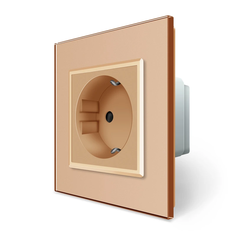 Розумна розетка ZigBee з заземленням Livolo золото (VL-FCTC16AZ-2BP)