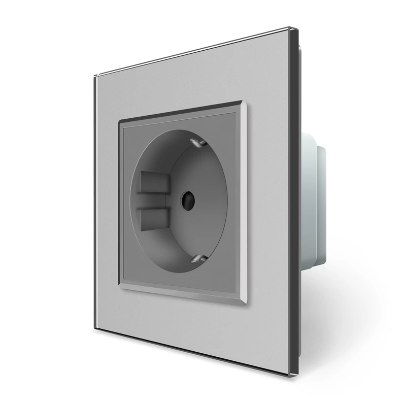 Розумна розетка ZigBee з заземленням Livolo сірий (VL-FCTC16AZ-2IP)