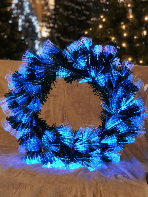 Вінок ø 50 см штучний оптичного волокна з мульт. лам. Highland, зелений, "Luca Lighting"