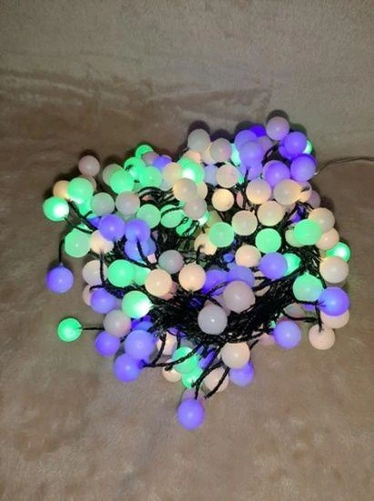 Гірлянда-кластер "Кульки", зелена струна, "Luca", 8 м, мультикольоровий