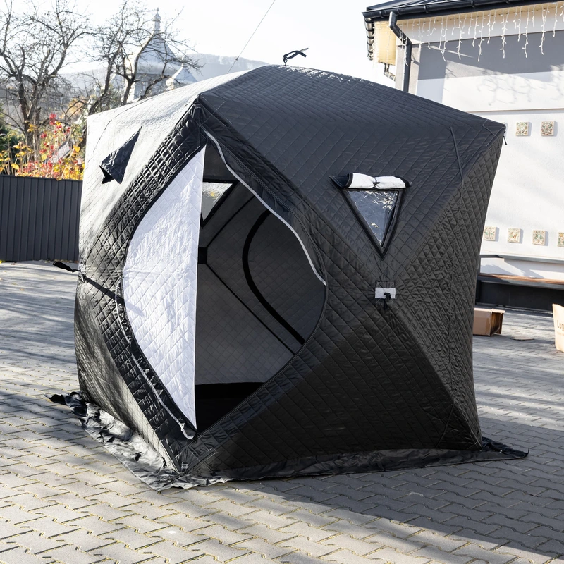 Намет зимовий утеплений "Куб" 210х210х210 для рибалки туризму кемпінгу та подорожей Чорний LU-BD18B