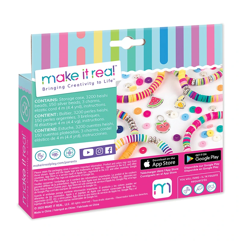 Make it Real: Великий набір для створення браслетів з намистинами Хейші та футляром для зберігання 'Соковиті  кольори'