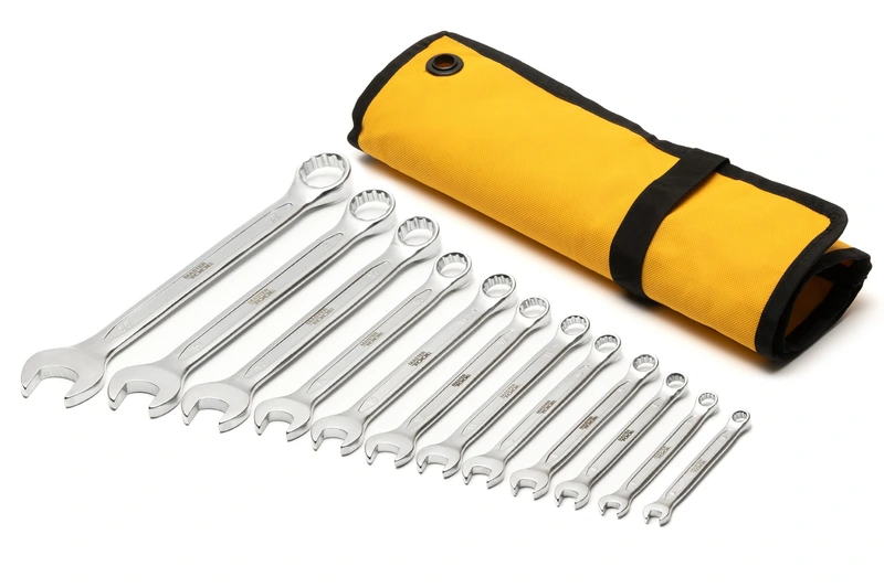 Ключі комбіновані MASTERTOOL COLD FORGED набір 12 шт (6–14/17/19/22 мм) 31CrV3 DIN 3113 у чохлі 72-1112