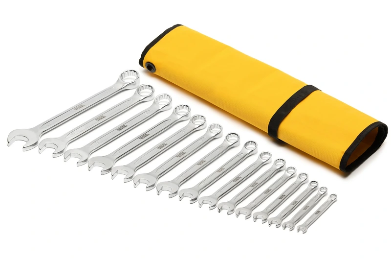 Ключі комбіновані MASTERTOOL COLD FORGED набір 15 шт (6–19/22 мм) 31CrV3 DIN 3113 у чохлі 72-1115