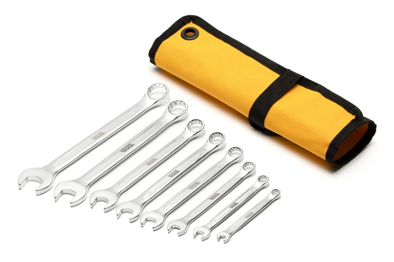 Ключі комбіновані MASTERTOOL COLD FORGED набір 8 шт (6/8/10/12/13/14/17/19 мм) 31CrV3 DIN 3113 у чохлі 72-1108