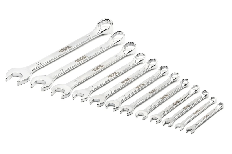Ключі комбіновані MASTERTOOL SATIN FINISH набір 12 шт (6–14/17/19/22 мм) CrV DIN 3113 71-2112