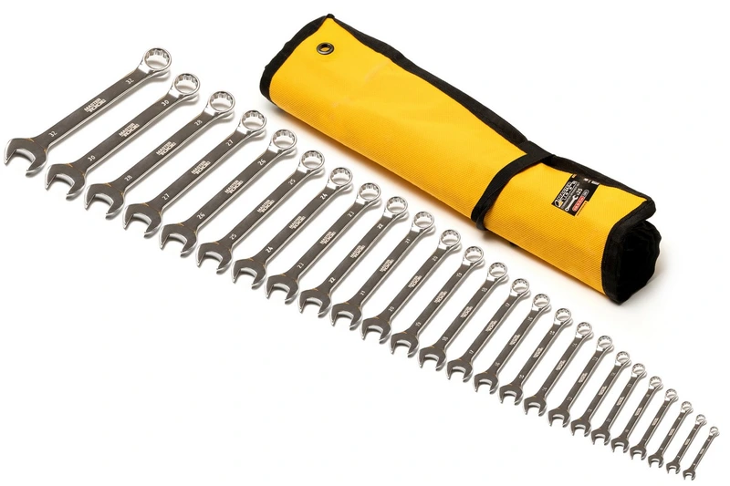 Ключі комбіновані MASTERTOOL SATIN FINISH набір 25 шт (6–28/30/32 мм) CrV DIN 3113 у чохлі 71-2125