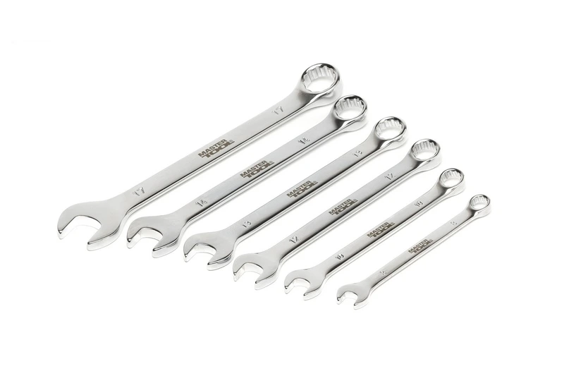 Ключі комбіновані MASTERTOOL SATIN FINISH набір 6 шт (8/10/12/13/14/17 мм) CrV DIN 3113 71-2106