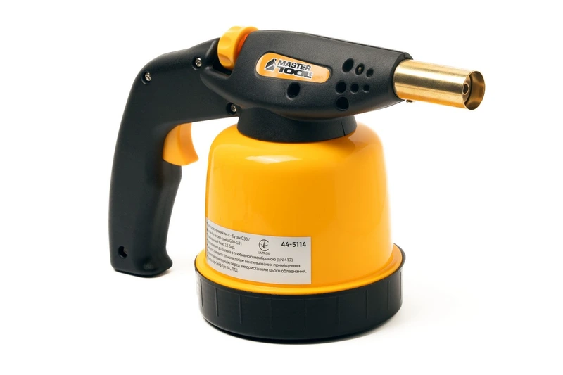 Лампа газова паяльна MASTERTOOL п'єзопідпал Ø 20 мм/1300°С 1.3 кВт 94.6 г/год 44-5114