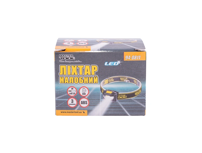 Ліхтар налобний MASTERTOOL 3 режими 59х41х32 мм COB LED 3xAAA ABS 94-0811