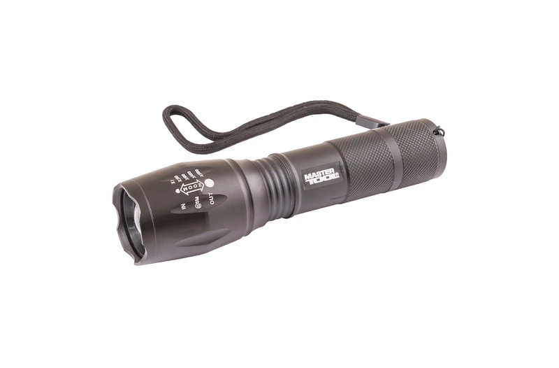 Ліхтарик з регулюванням фокусу MASTERTOOL 5 режимів 130х38х28 мм CREE XM-L T6 LED 3xAAA/1x18650 AL 94-0819