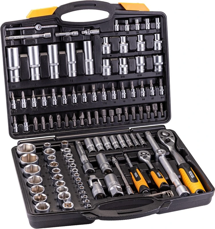Набір головок 1/4" & 1/2" 4-14 мм / 10-32 мм CrV (50BV30), тріскачка 72Т 111 шт, PROFI MASTERTOOL 78-5111