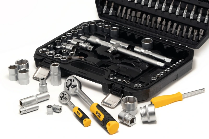 Набір інструментів MASTERTOOL ¼"&½" 108 шт 4-14 мм 10-32 мм CrV кейс з металевими замками 78-5108