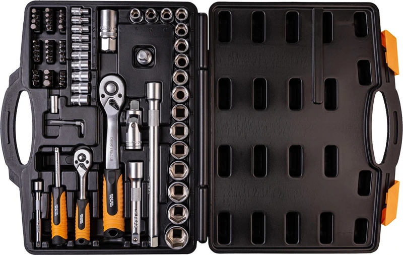 Набір інструментів MASTERTOOL PROFI ¼"&½" 72 шт 4-13 мм 10-27 мм CrV50BV30 протиударний кейс 78-5072-PF