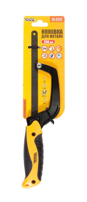 Ножівка-ручка по металу MASTERTOOL 250 мм двокомпонентна рукоятка flex полотно 12.5 мм 24TPI 14-2212