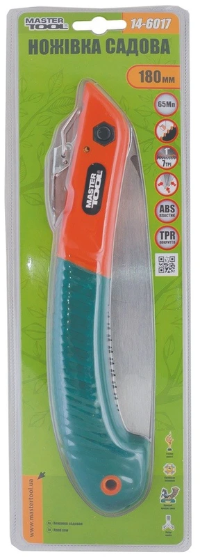 Ножівка садова складана MASTERTOOL 360 мм лезо 180 мм 7TPI загартований зуб 3-D заточування 14-6017