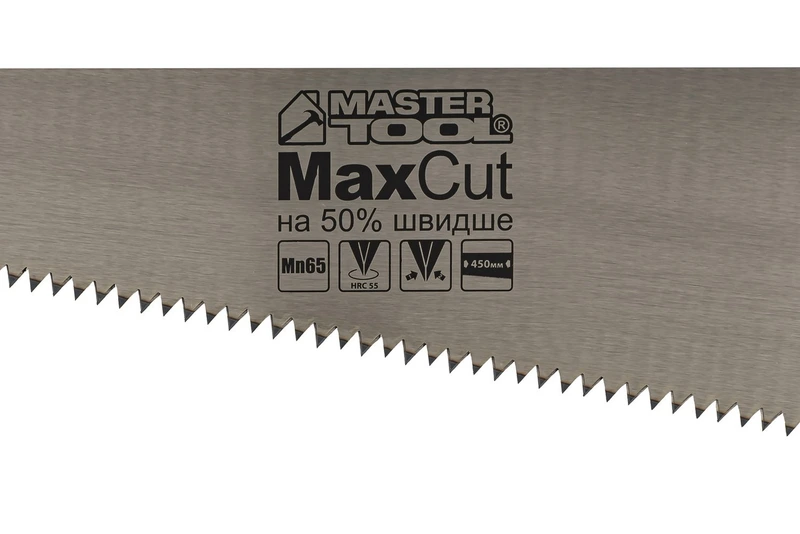 Ножівка столярна MASTERTOOL 4TPI MAX CUT 450 мм загартований зуб 2-D заточування поліроване 14-2645