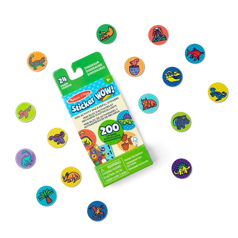 Melissa & Doug. Sticker WOW: Набір з мініблокноту та запасних наліпок для штампу «Динозаври»