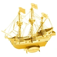 Металевий 3D конструктор "Корабель Golden Hind (золотий колір)", Metal Earth, MMS049G