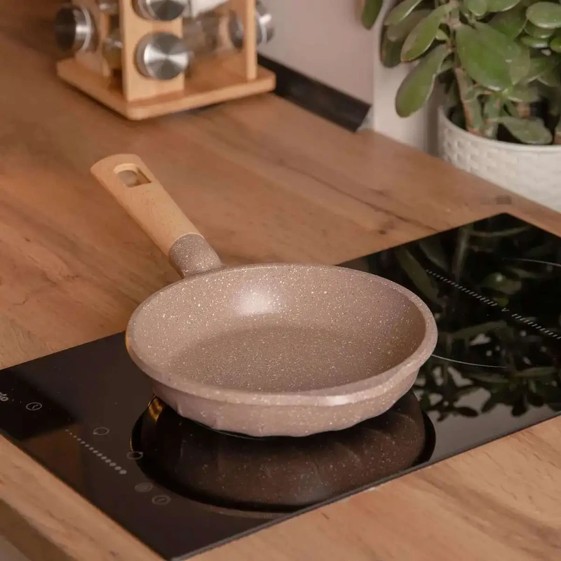 Алюмінієва сковорода об'ємом 1 літр з мармуровим антипригарним покриттям Ø 20 см, товсте дно MGC кавовий HP-4-416CO