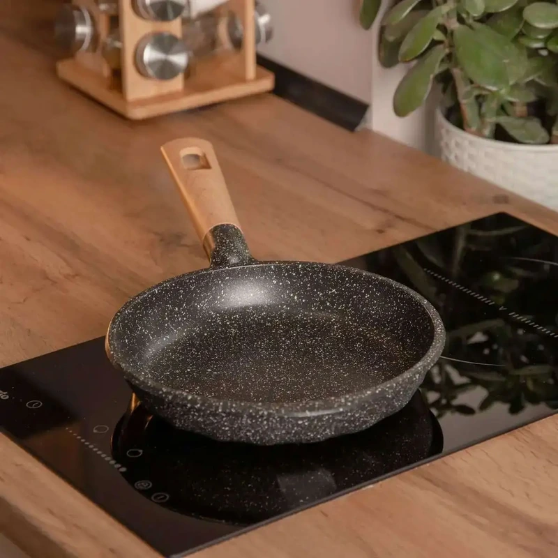 Алюмінієва сковорода 1,4 л, мармурове антипригарне покриття Ø 22 см, товсте дно MGC чорний HP-4-417B