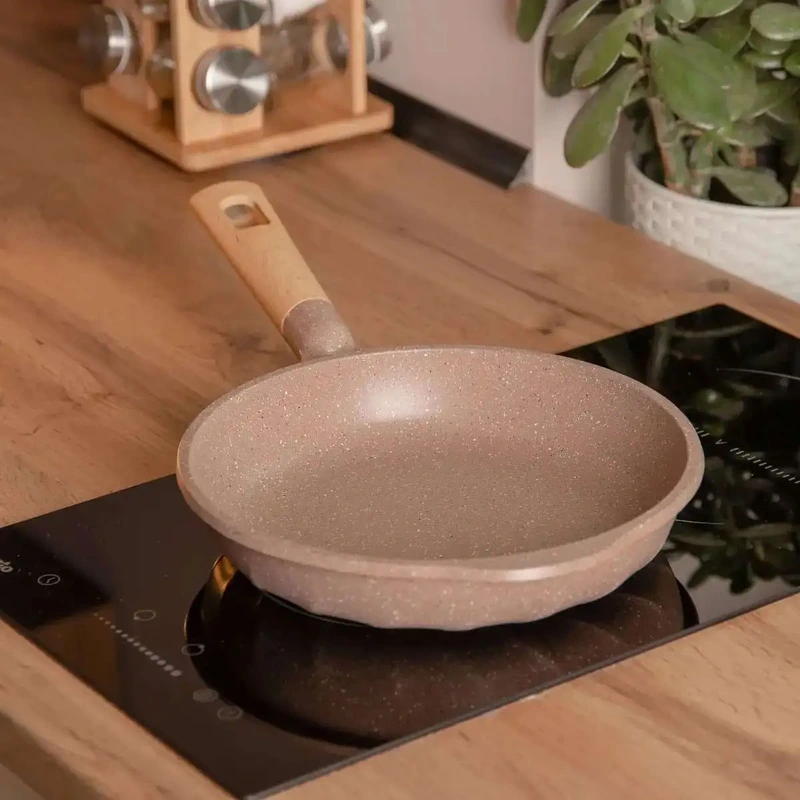 Алюмінієва сковорідка 1,4 л, мармурове антипригарне покриття, Ø 22 см, товсте дно, кавовий MGC HP-4-417CO