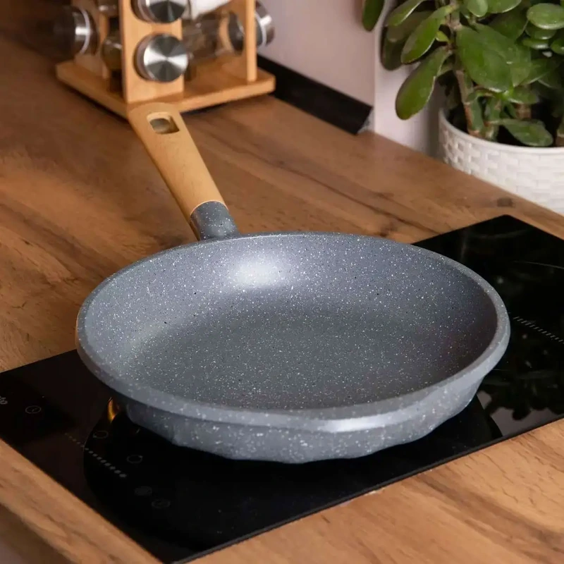 Алюмінієва сковорода 1,8 л, мармурове антипригарне покриття Ø 24 см, товсте дно MGC Grey HP-4-418G