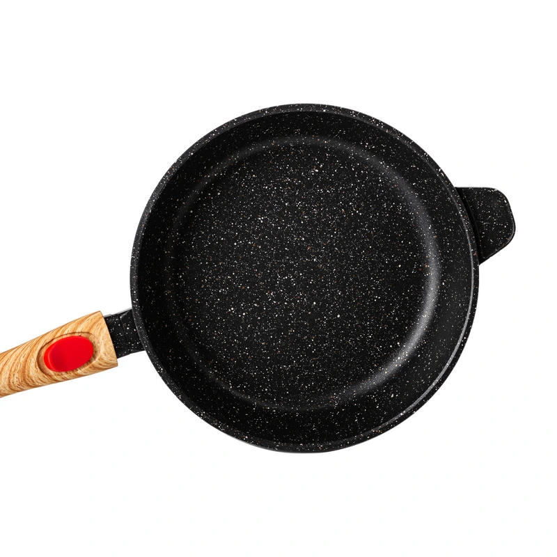 Алюмінієва глибока сковорода (2,4 л) зі скляною кришкою Ø 24 см Black MGC HP-4-463B