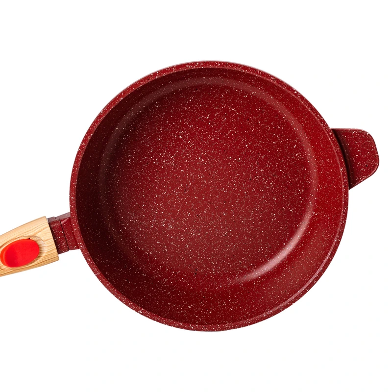 Алюмінієва глибока сковорода (2,4 л) зі скляною кришкою Ø 24 см Червоний MGC HP-4-463R