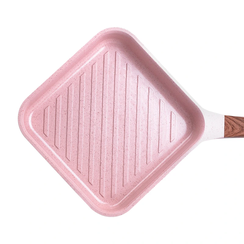 Сковорода-гриль алюмінієва, квадратна, 2,5 л, з антипригарним покриттям, 24 см MGC Pink HP-4-438P