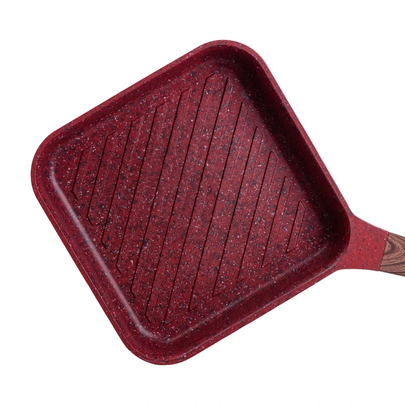 Сковорода-гриль алюмінієва, квадратна, 2,5 л, з антипригарним покриттям, 24 см MGC Red HP-4-443R