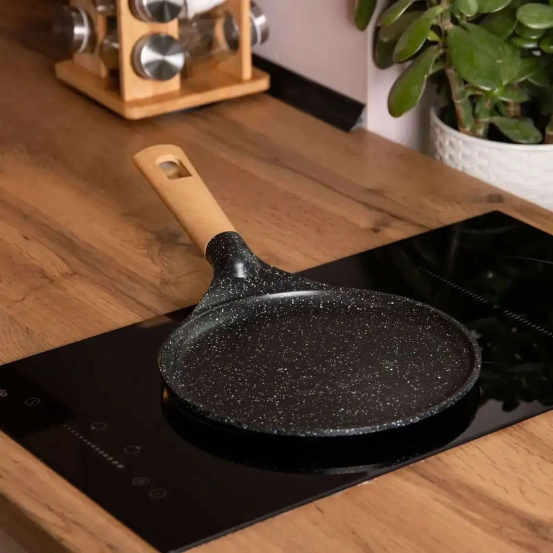 Алюмінієва млинцева сковорода з мармуровим антипригарним покриттям Ø 26 см, товсте дно MGC Black HP-4-429B