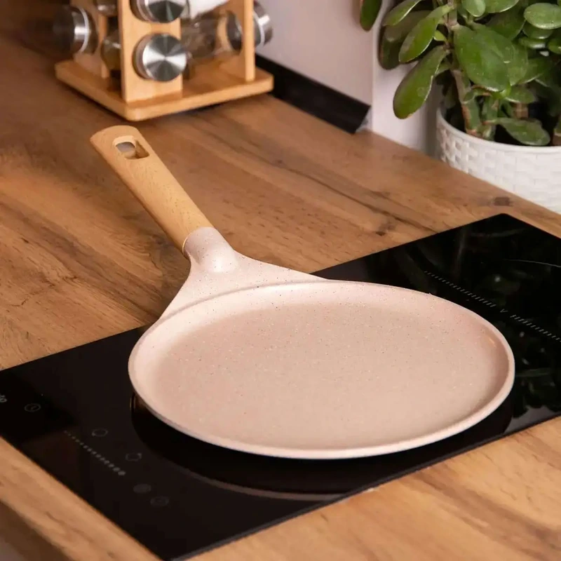 Алюмінієва млинцева сковорода з мармуровим антипригарним покриттям Ø 26 см, товсте дно MGC бежевий HP-4-429CR